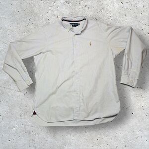 Polo Ralph Lauren Classic Fit Dress Shirt Flesh Pony Men’s L Blue White Strip